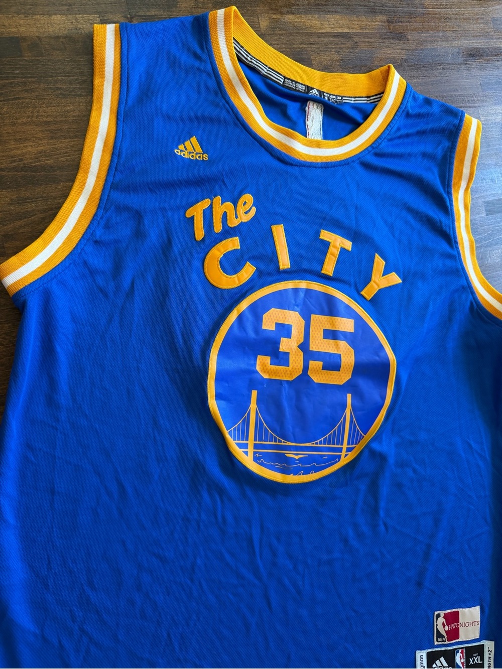 Adidas Golden State Warriors Durant HWC Nights Jersey Blue Mens XXL Length+2